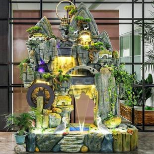 大型假山流水喷泉室内别墅庭院风水轮招财摆件办公室景观鱼池造景