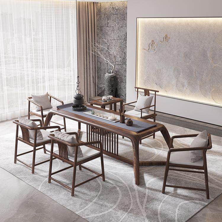 办公室茶楼会客泡茶桌椅新中式实木茶桌全套家用洽谈茶台功夫茶几