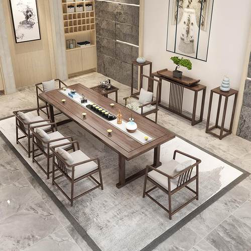 严选新中式实木茶桌家用阳台泡茶桌子办公室茶楼接待会客全套茶桌