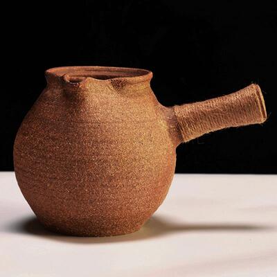 ⇖云南粗陶烤茶罐全手工复古柴窑煤烧餐饮具茶具侧把大理煮茶
