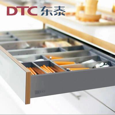 DTC东泰骑马抽屉 豪华抽帮滑轨阻尼导轨钢侧板轨道直板深灰HB01