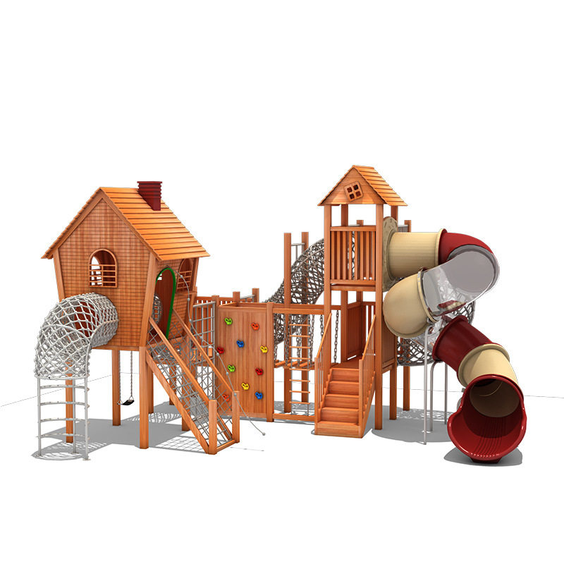 黄花梨木质厂销餐厅滑滑梯 幼儿园组合滑梯 户外设备