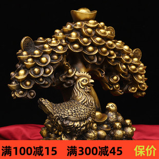 黄铜摇钱树摆件純百财聚宝盆招发財树玄关办公室店铺装 饰开业礼品