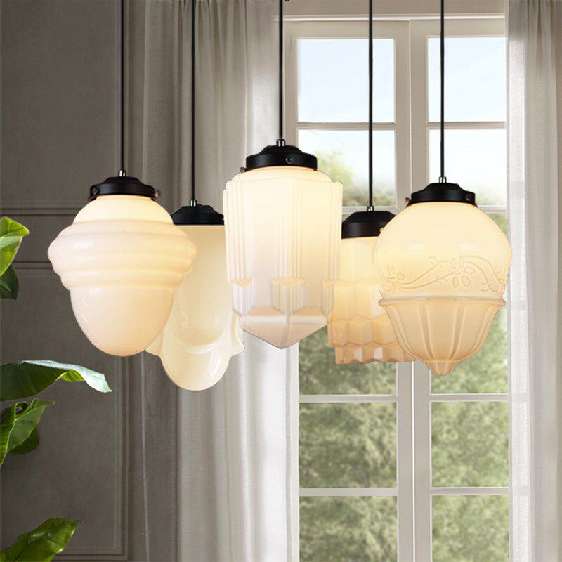 创意简约复古个性造型奶油吧台餐厅酒吧客厅卧室咖啡厅玻璃吊灯