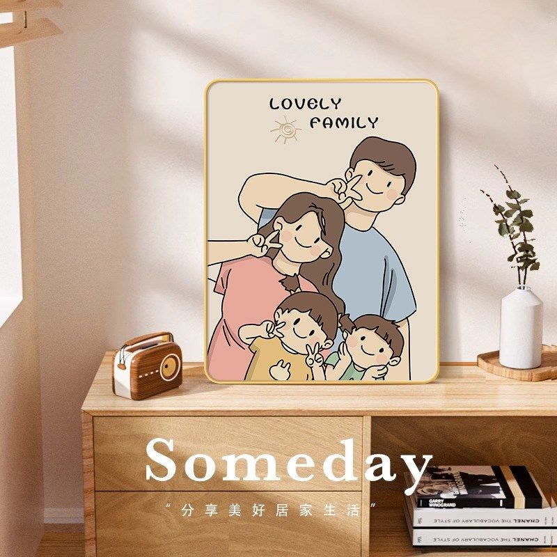 奶油风一家三四口客厅装饰画沙发餐厅主卧室床头房间桌面摆台画,家居饰品,装饰摆件,淘宝优惠券,粉丝福利购,淘宝优惠卷