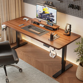 实木电动升降桌智能电脑桌工作台可升降电竞桌子家用学习办公书桌