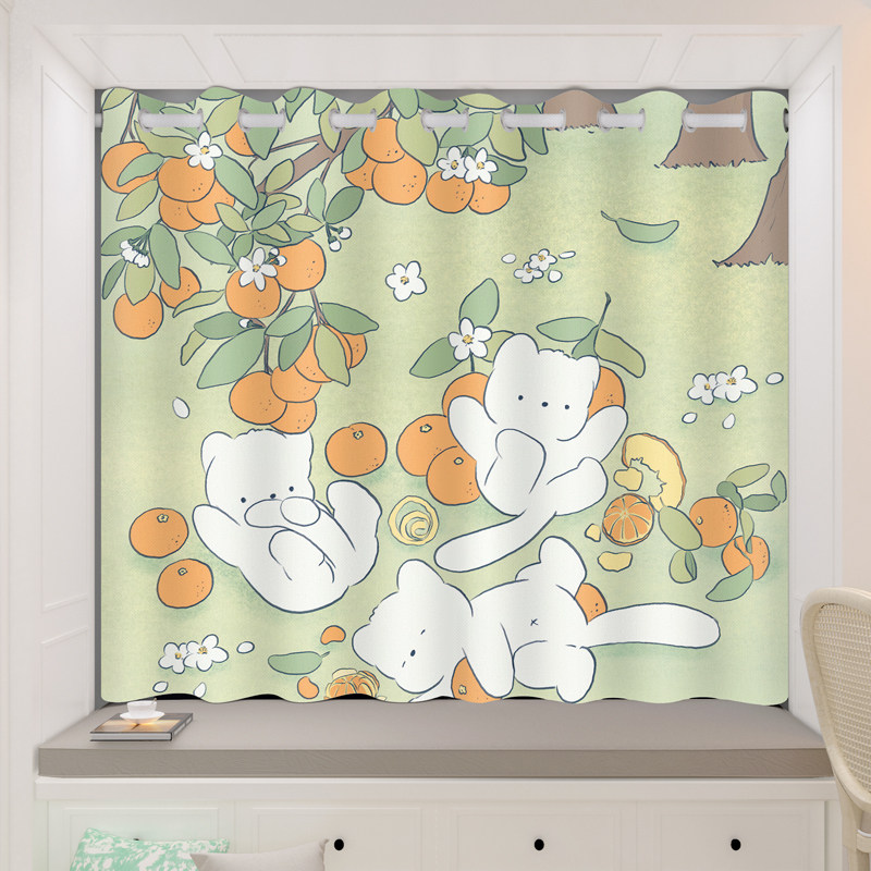 儿童房短窗帘粉色女孩卧室可爱卡通遮光2021年新款免打孔安装飘窗,居家布艺,定制窗帘,淘宝优惠券,粉丝福利购,淘宝优惠卷