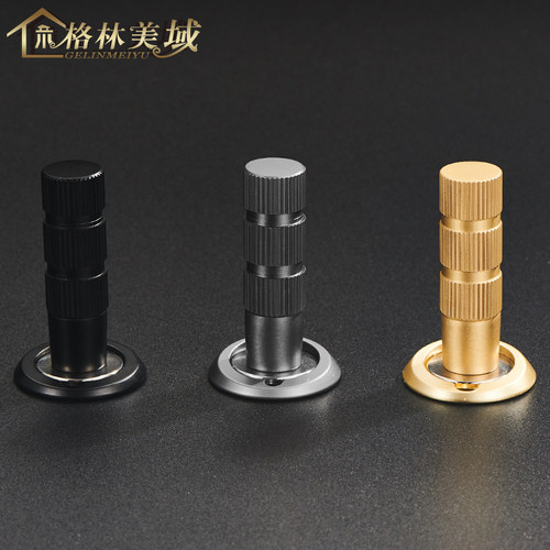 格林美域黄铜隐藏地吸免打孔暗装式极简门吸卧室房间门碰