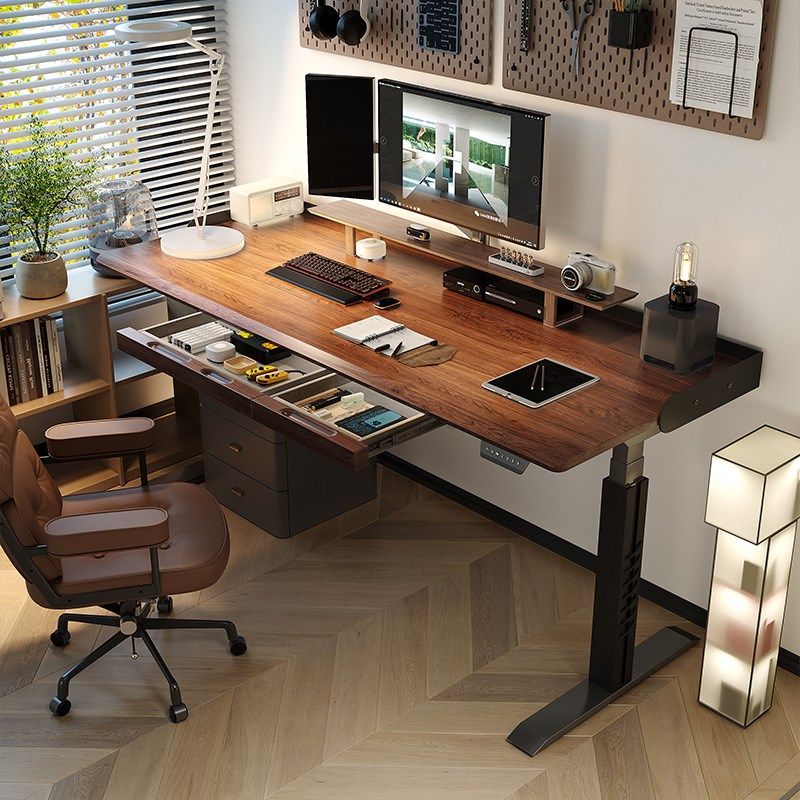 智能办公桌黑胡桃面实木电动升降书桌电脑桌设计师工作台书房家用,住宅家具,电动升降桌,淘宝优惠券,粉丝福利购,淘宝优惠卷