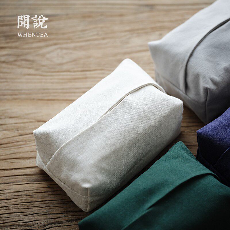 闻说简约纸巾包套 布艺棉麻材质 茶道茶具配件 茶桌抽纸袋