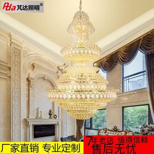 水晶复式 楼客厅水晶大吊灯别墅楼梯长吊灯水晶灯酒店工程灯饰