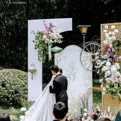 木制藤编婚礼布置结婚宴婚礼屏风网格宴中式生日宝宝婚庆藤编道具