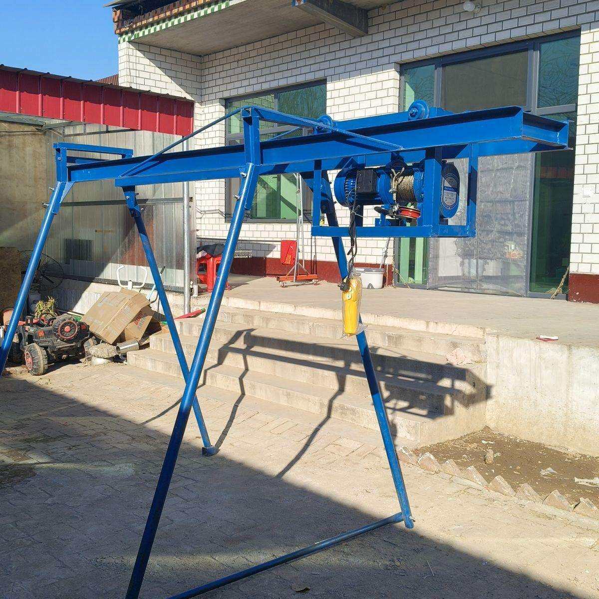直滑式吊运机双轨道手动推拉直进直出建筑装修提升机家用升降吊机