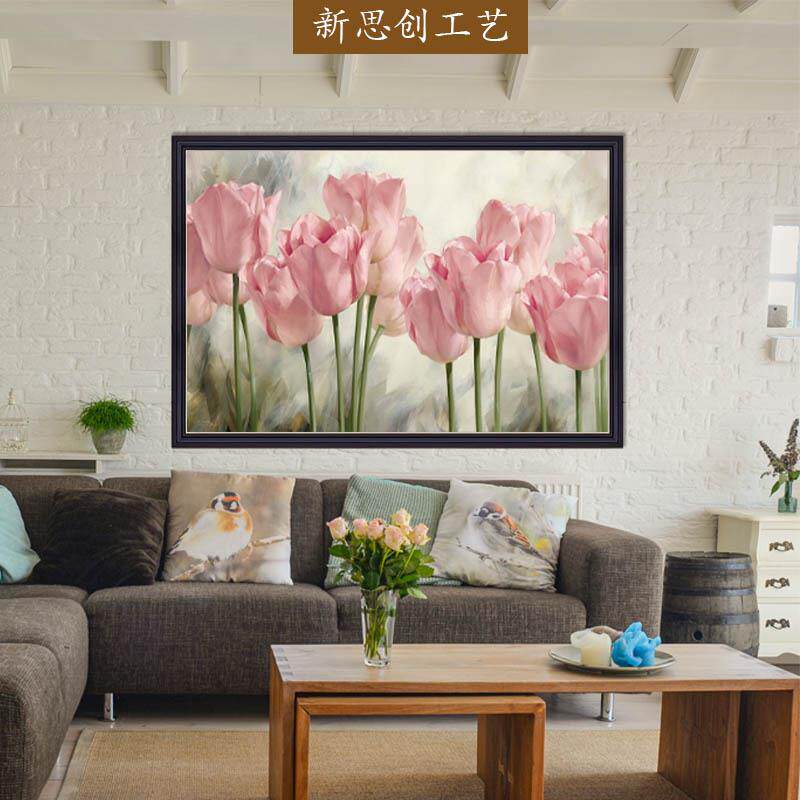 郁金香纯手工绘油画展厅画廊客厅装饰画花卉现代简约卧室餐厅挂画