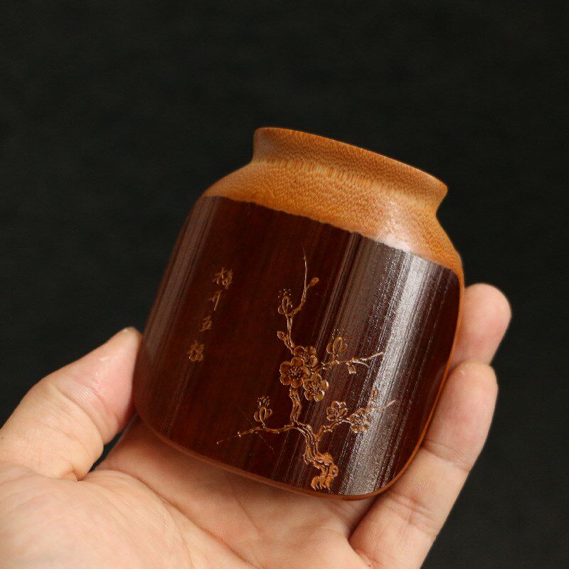 广西老煤竹老竹纯手工精工打磨制雕刻茶道掌中宝茶则把件收藏竹器