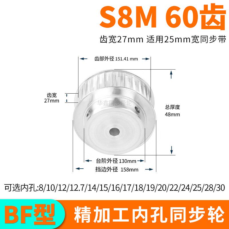 同步轮S8M60齿宽27内孔14 15 16 17 18 19 20同步带轮S8M套装定做
