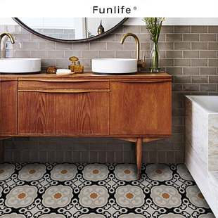 《Bloom》法式复古仿花砖玄关地面装饰地板贴纸自粘客厅翻新改造