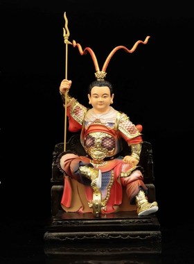 哪吒 三太子树脂像 中坛元帅16寸七彩坐太子雕像家用桌面中式摆件