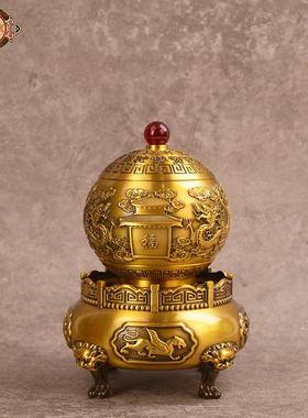 宏达 全黄铜宝石四神兽九转乾坤二龙戏珠家居玄关铜器礼品摆件