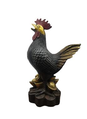 仿古做旧铜鎏金福鸡家居客厅摆件古玩黄铜生肖鸡风水摆设