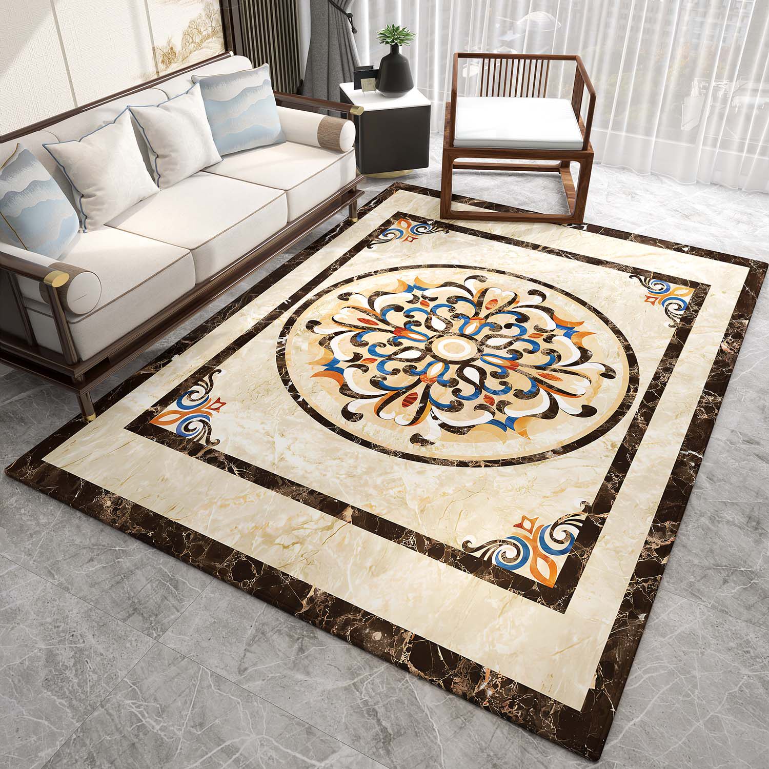 欧式大面积全铺客厅地毯卧室床边毯2025新款入户地垫沙发茶几垫子