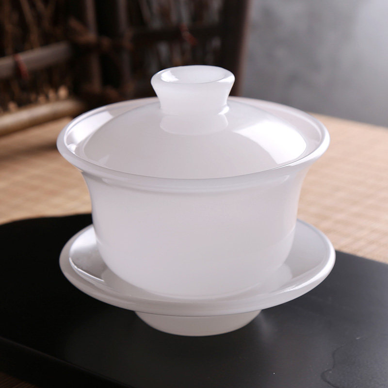 琉璃玉单个盖碗大茶杯泡茶仿敬茶碗半手工耐热大号茶具送礼家用