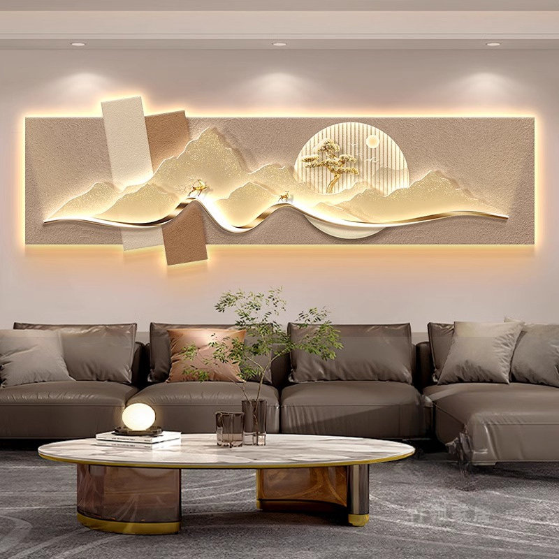 灯光画2024新款客厅沙发背景墙装饰画大气靠山图LED卧室床头壁灯,家居饰品,氛围画/灯画,淘宝优惠券,粉丝福利购,淘宝优惠卷