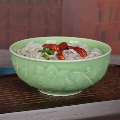 流转千年青瓷6寸中号面碗家用陶瓷汤碗泡面碗中式创意餐具吃面碗