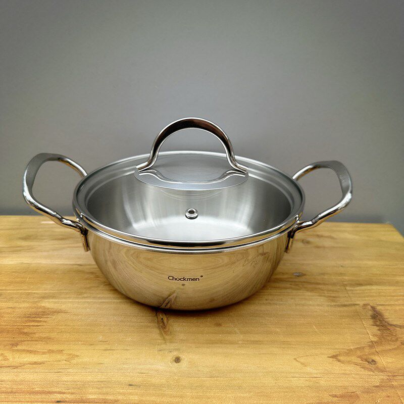 小食拉面锅18/10不锈钢汤锅深款双耳泡面锅餐厅煮面锅电磁炉小煮