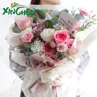 欣辰鲜花配送 防尘防水3.5丝玻璃透明袋子花束配送袋花盒配送袋