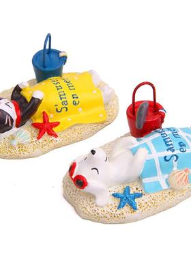 小清新韩版创意小狗猫咪沙滩水桶园艺多肉花插插件道具 拍摄道具