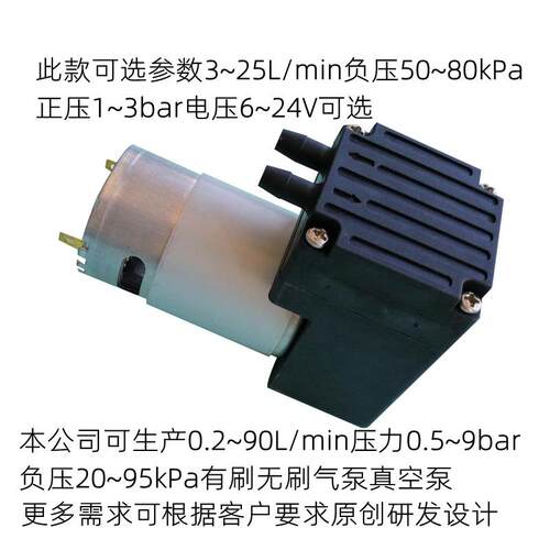 微型气泵无刷有刷直流气泵25L12v24v压力3bar抽气打气两用