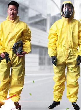 坤泽尔防酸碱服检验检疫防护服胶条型防毒衣C级防化服黄色连体衣