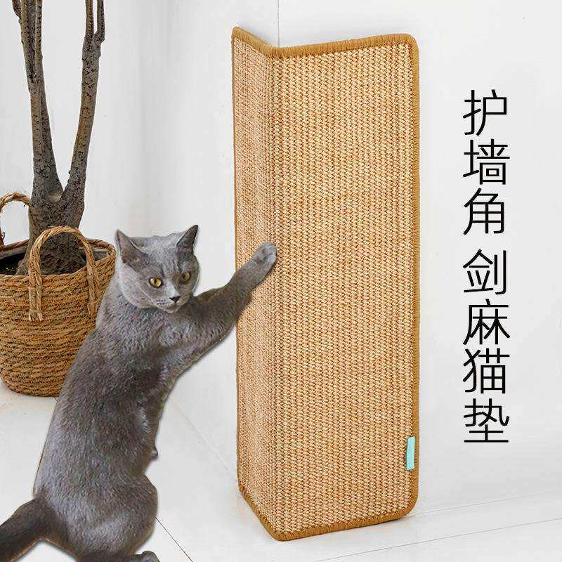 剑麻转角猫抓板耐磨不掉屑磨爪垫猫抓柱家具保护立式防抓贴墙角 - 实物图