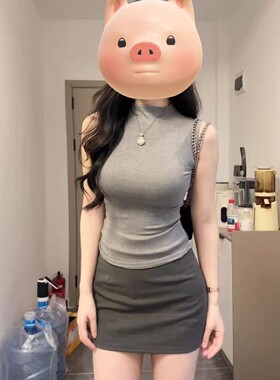 胖mm灰色丰胯包臀短裙女春季高腰聚会百搭时尚a字裙小个子半身裙