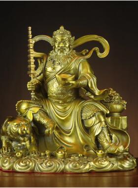 全黄铜武财神赵公明虎财神神像骑虎财神供奉摆件大号赵元帅