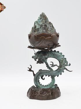宏达 仿青铜龙博山香炉 青龙戏珠熏香炉中式工艺品摆件
