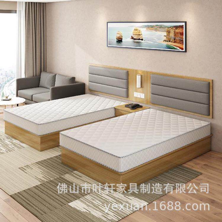 佛山厂家板式床精品酒店家具工程套房套床民宿宾馆酒店客房软床