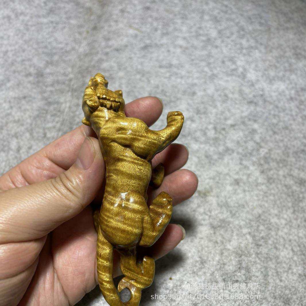 金丝楠老虎小摆件实木手把玩物手把件招财随身盘玩工艺品木制