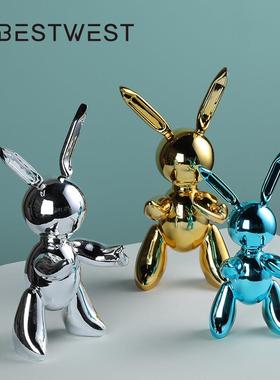 Best west 创意电镀金色兔子树脂摆件家居客厅电视柜酒柜软装饰品