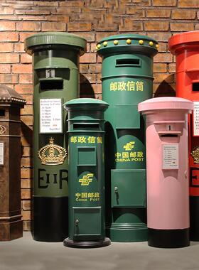 创意邮政邮筒模型复古邮箱信箱铁艺摆件服装店酒吧餐厅装饰摆件