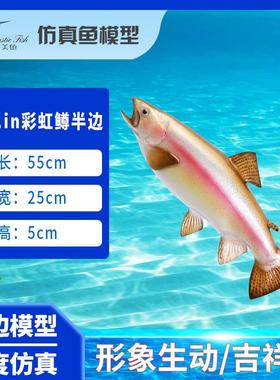 海洋仿真鱼模型工艺品室内装饰彩虹鳟鱼半边玻璃钢雕塑墙壁挂饰
