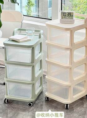手推车置物架抽屉式移动收纳柜零食玩具婴儿用品客厅收纳架子多层