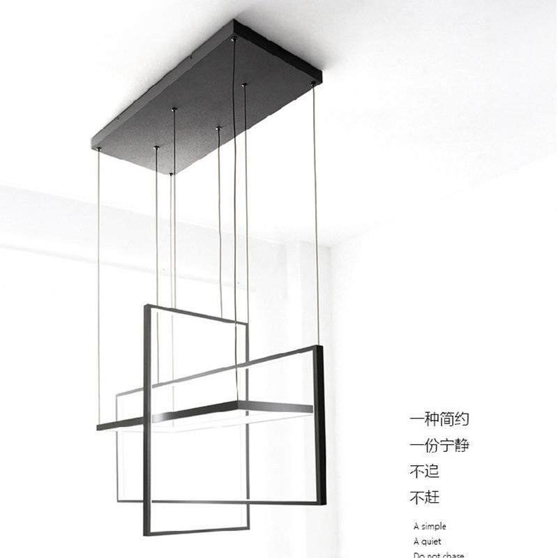 led几何长方形吊灯北欧后现代简约客厅卧室艺术创意个性餐厅灯具
