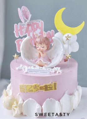 创意卡通可爱安妮蛋糕摆件 烘培派对装饰品 汽车摆件树脂工艺