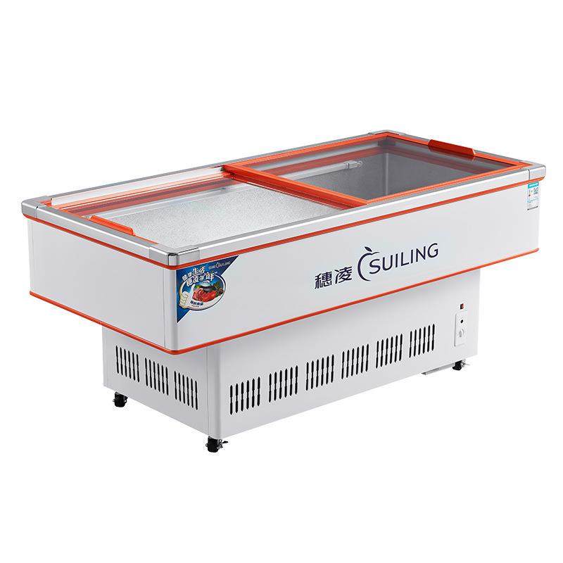 穗凌DLCD-1.2海鲜柜冰柜卧式玻璃门冷冻保鲜柜冷藏展示柜鲜肉柜