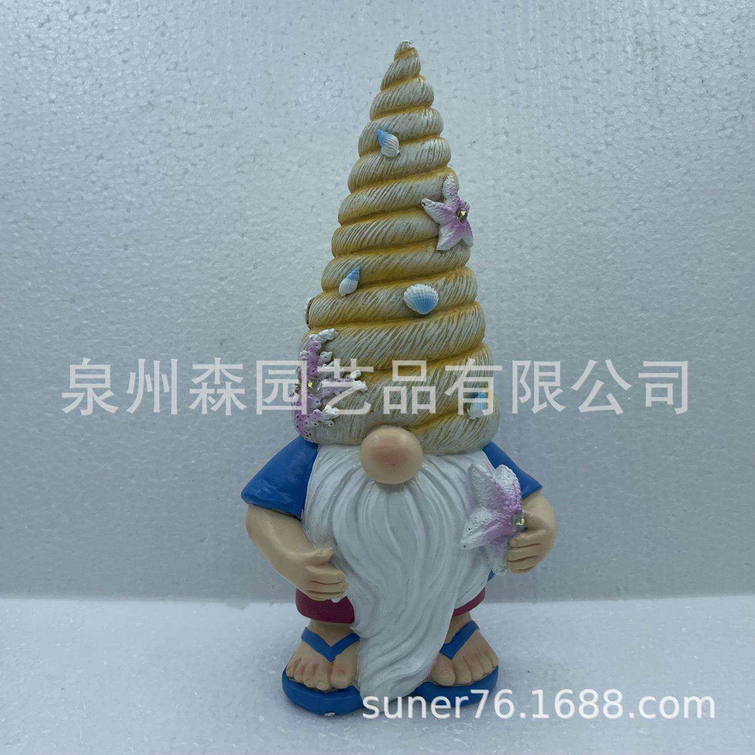 树脂精灵海洋系列小矮人雕像太阳能侏儒花园户外装饰品亚马逊热卖