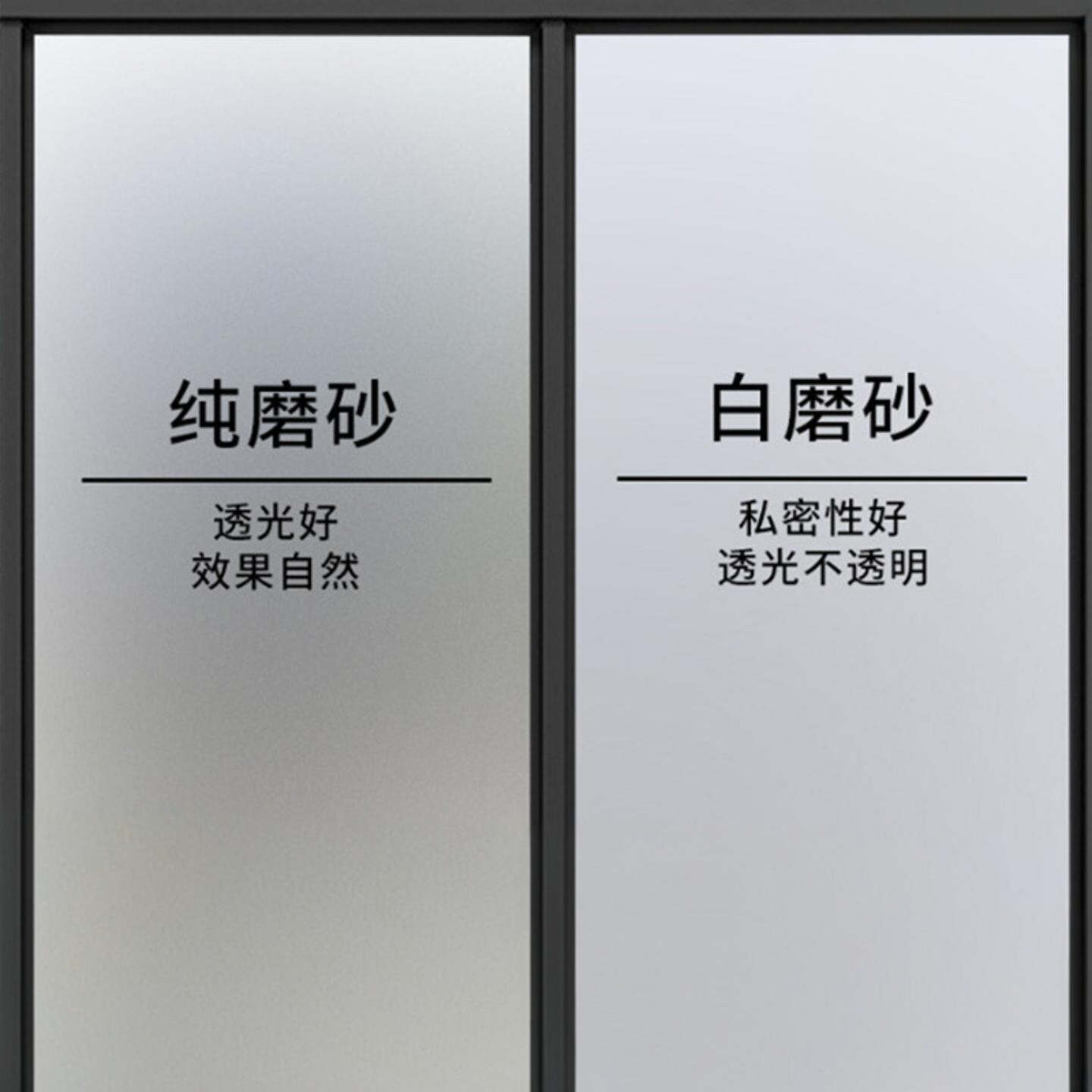 自粘磨砂玻璃贴纸窗户防隐私免胶玻璃贴透光不透明玻璃贴膜门帘
