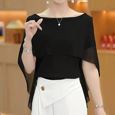 女夏假两件披肩短袖T恤显瘦