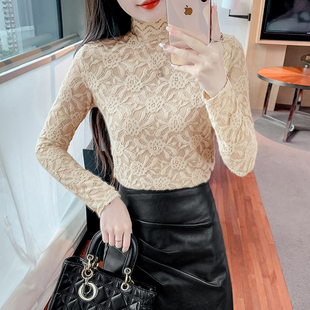 优质款修身蕾丝打底半高领时尚洋气百搭小衫春装女款爆款2026新款